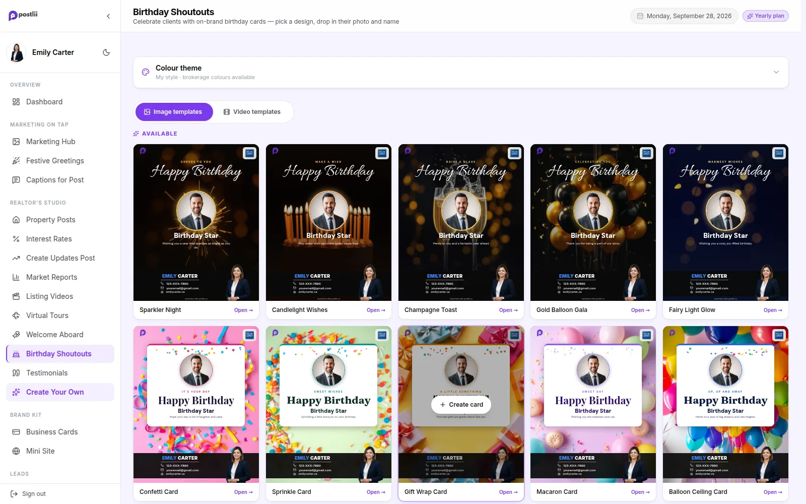 Birthday Post Maker in the postlii app