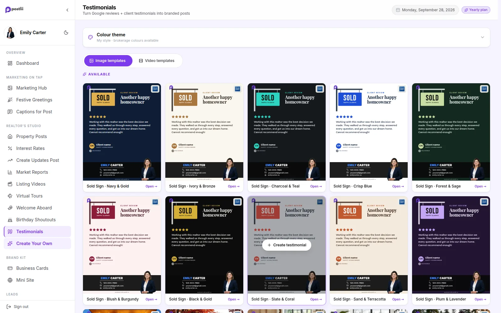 Testimonial Post Maker in the postlii app